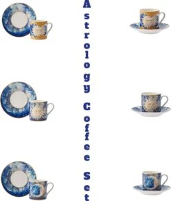 Karaca - Astrologisch Coffee Cup Set Voor 6 - Romantische Koffieliefhebbers - Espresso Mokken Set - Espresso Mok - Turkse Koffie - Valentijn Cadeau - Gift Box -Woonkeuken Winkel 1022x1200