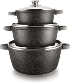 Cheffinger Steelpan Set 6-delig - 20-24-28cm - Zwart -Woonkeuken Winkel 1023x1200