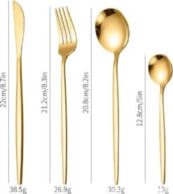 Merkloos Bestekset - 24 Delig Bestekset - 6 Personen - Rood/Goud - Tafellepels/Tafelmessen/Tafelvorken/Koffielepels - Roestvrij Staal -Woonkeuken Winkel 1072x1200