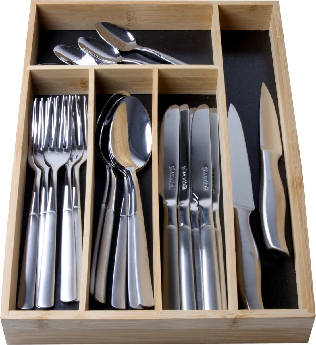 Houten Bestekbak/bestekhouder 36 X 26 Cm - Keukenlade/besteklade Inzetbakken 4 Houten Bestekbak/bestekhouder 36 X 26 Cm - Keukenlade/besteklade Inzetbakken - Afbeelding 2