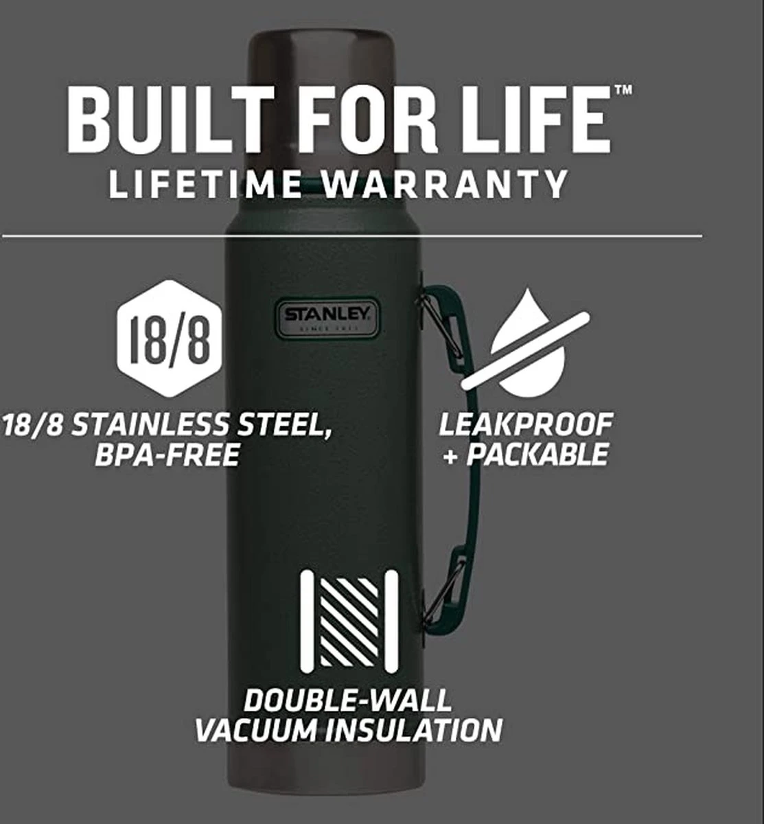 Stanley The Legendary Classic Bottle 0,47L - Thermosfles - Matte Black 15 Stanley The Legendary Classic Bottle 0,47L - Thermosfles - Matte Black - Afbeelding 13