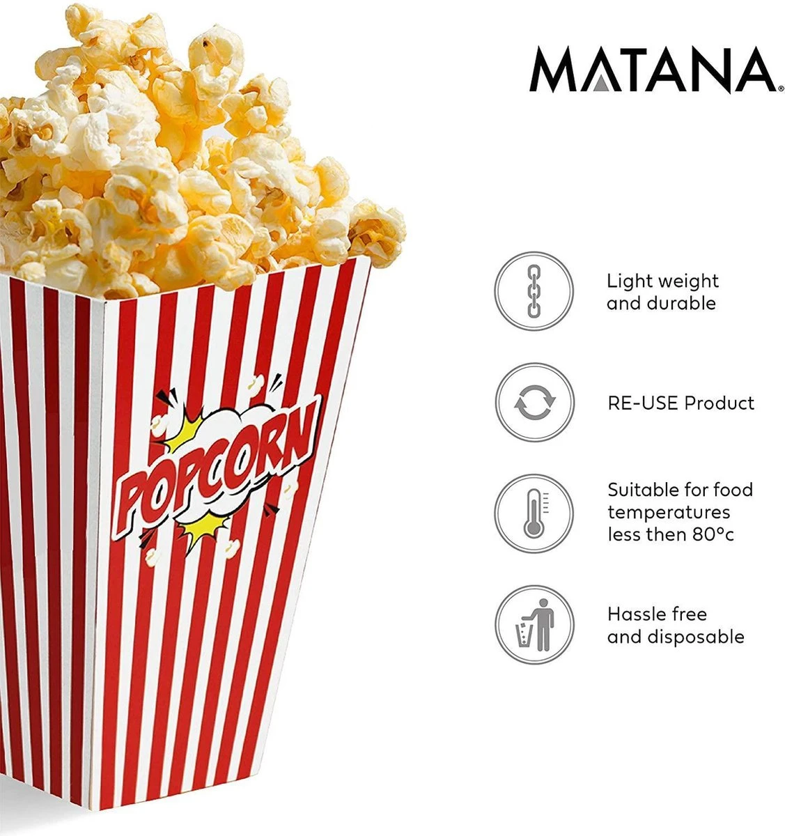 50 Duurzame Popcorn Bakjes (18x10cm) - Popcorn Zakjes Voor Filmavonden, Feestjes - Ook Geschickt Als Snoepbakje Of Feestzakje Voor Kinderen 9 50 Duurzame Popcorn Bakjes (18x10cm) - Popcorn Zakjes Voor Filmavonden, Feestjes - Ook Geschickt Als Snoepbakje Of Feestzakje Voor Kinderen - Afbeelding 7