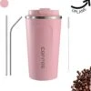 Thermosbeker - Koffiebeker To Go - Travel Mug - Dubbelwandig, RVS & Lekvrij - Thermosbeker Koffie - 380 ML – Roze -Woonkeuken Winkel 1169x1200 4