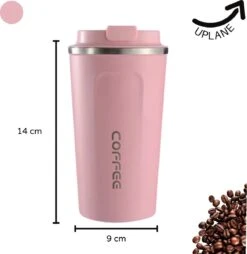 Thermosbeker - Koffiebeker To Go - Travel Mug - Dubbelwandig, RVS & Lekvrij - Thermosbeker Koffie - 380 ML – Roze -Woonkeuken Winkel 1169x1200 5