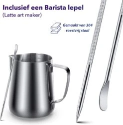 Qualitá® Melkkan Met Art Pen - Barista Melkkannetje - 350 ML - Melkopschuimkannen -Woonkeuken Winkel 1186x1200 3