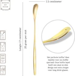 House Of Husk Latte Macchiato Lepels Set - Lange Theelepels - Koffielepels - Longdrinklepels - Barlepel - RVS - 6 Stuks - 17CM - Goud -Woonkeuken Winkel 1188x1200