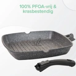 Coninx Grillpan 28CM - Steakpan - Afneembare Handgreep - PFAS-vrij - Grijs -Woonkeuken Winkel 1198x1200 16