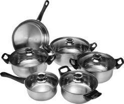 KitchenPrince 12-Delige Pannenset RVS - Pottenset - Kookpannen - Koekenpan - Steelpan - Bakpan - PFAS-Vrij - Pannenset - Pannenset Inductie - Antiaanbaklaag - Koekenpannenset -Woonkeuken Winkel 1200x1008 1