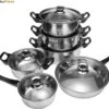 KitchenPrince 12-Delige Pannenset RVS - Pottenset - Kookpannen - Koekenpan - Steelpan - Bakpan - PFAS-Vrij - Pannenset - Pannenset Inductie - Antiaanbaklaag - Koekenpannenset -Woonkeuken Winkel 1200x1015 1