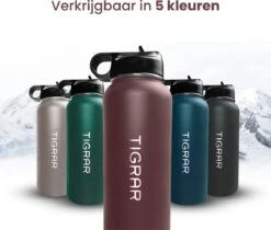 Tigrar - Waterfles Met Rietje - Drinkfles 1 Liter - Thermosfles - RVS - Rood - Incl. Extra Dop, 3 Rietjes En Reiniger -Woonkeuken Winkel 1200x1021 4