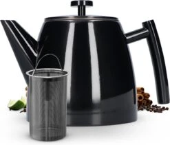 Vaja® Theepot Juliette Met Filter - Dubbelwandig -Theekan 1.0L - Glimmend Zwart -Woonkeuken Winkel 1200x1024 1