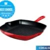 Cdealsz® Grillpan Gietijzer - Inductie - Rood - 28 Cm -Woonkeuken Winkel 1200x1040 1