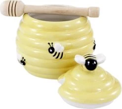 Merkloos Gele Honingpot Met Honinglepel/stokje 11 Cm - Keukengerei/tafelgerei - Thee Drinken - Honing Potten Met 3D Bijenmotief -Woonkeuken Winkel 1200x1074 3