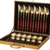 Merkloos Bestekset - 24 Delig Bestekset - 6 Personen - Rood/Goud - Tafellepels/Tafelmessen/Tafelvorken/Koffielepels - Roestvrij Staal 1 Merkloos Bestekset - 24 Delig Bestekset - 6 Personen - Rood/Goud - Tafellepels/Tafelmessen/Tafelvorken/Koffielepels - Roestvrij Staal -Woonkeuken Winkel 1200x1076