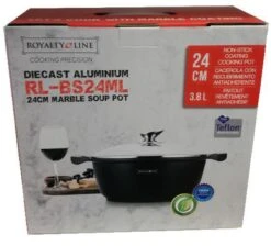 Royalty Line - Marble Soep/braadpan - Met Glazen Deksel Zwart - 24 CM. RL-BS24ML -Woonkeuken Winkel 1200x1086 1