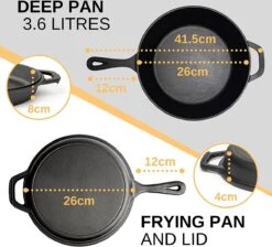 Nuovva 2-in-1 Gietijzeren Steelpan En Braadpan Of Grillplaat Met Dubbel Functie Koekenpan Deksel - 3 Liter - 26cm 11 Nuovva 2-in-1 Gietijzeren Steelpan En Braadpan Of Grillplaat Met Dubbel Functie Koekenpan Deksel - 3 Liter - 26cm -Woonkeuken Winkel 1200x1086