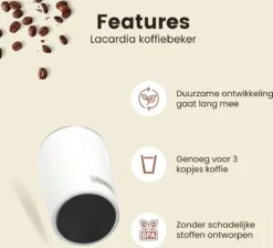 LaCardia Koffiebeker To Go Premium Wit – Thermosbeker – Theebeker – 380ML – Herbruikbaar -Woonkeuken Winkel 1200x1088 3