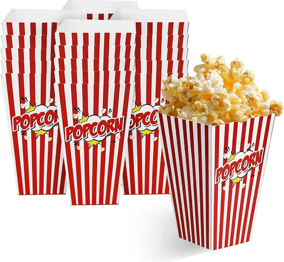50 Duurzame Popcorn Bakjes (18x10cm) - Popcorn Zakjes Voor Filmavonden, Feestjes - Ook Geschickt Als Snoepbakje Of Feestzakje Voor Kinderen 12 50 Duurzame Popcorn Bakjes (18x10cm) - Popcorn Zakjes Voor Filmavonden, Feestjes - Ook Geschickt Als Snoepbakje Of Feestzakje Voor Kinderen - Afbeelding 10