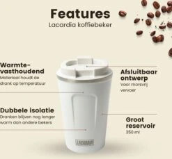 LaCardia Koffiebeker To Go Premium Wit – Thermosbeker – Theebeker – 380ML – Herbruikbaar -Woonkeuken Winkel 1200x1114 1
