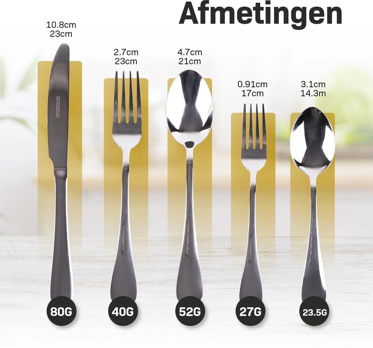 Grandlux Bestekset 6 Persoons 30-delig - Zilver Bestek - Messen, Vorken, Lepels - Cutlery Set - RVS 9 Grandlux Bestekset 6 Persoons 30-delig - Zilver Bestek - Messen, Vorken, Lepels - Cutlery Set - RVS - Afbeelding 7