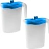 2x Waterkannen/sapkannen Met Blauwe Deksel 1,5 Liter 9 X 21 X 23 Cm Kunststof - Compact Formaat Schenkkannen Die In De Koelkastdeur Past - Sapkannen/waterkannen/schenkkannen/limonadekannen -Woonkeuken Winkel 1200x1123 2