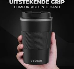Volcan RVS Koffiebeker To Go Met Sleeve - Thermosbeker - Theebeker - Coffee - Zwart -Woonkeuken Winkel 1200x1125 5