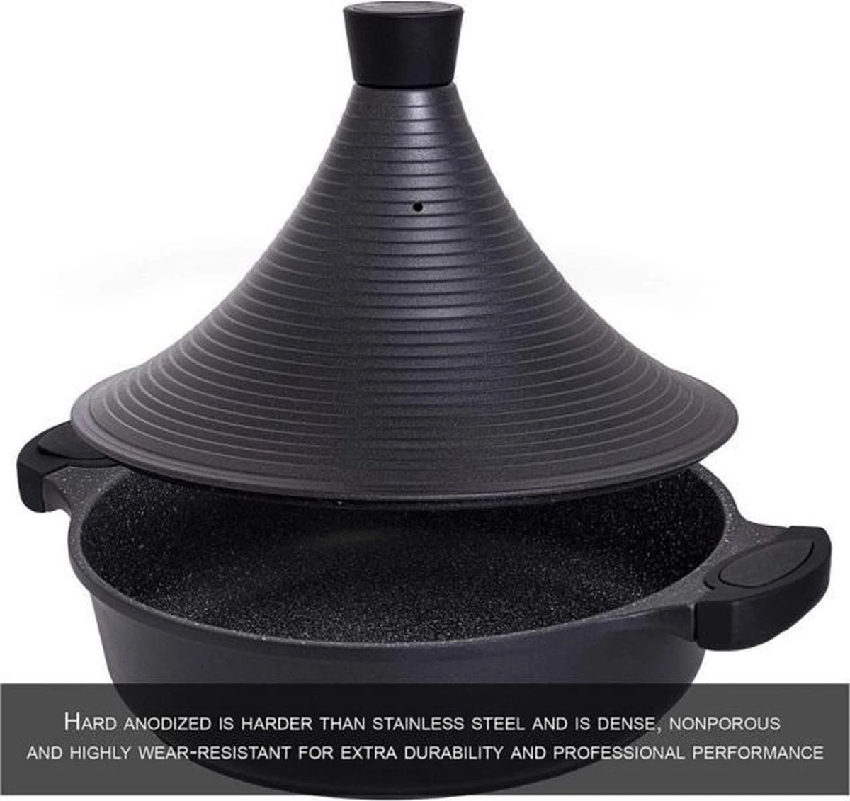 Aluminium Tajine Agadir- Matt Black Geschikt Ook Voor Inductie 7 Aluminium Tajine Agadir- Matt Black Geschikt Ook Voor Inductie - Afbeelding 5