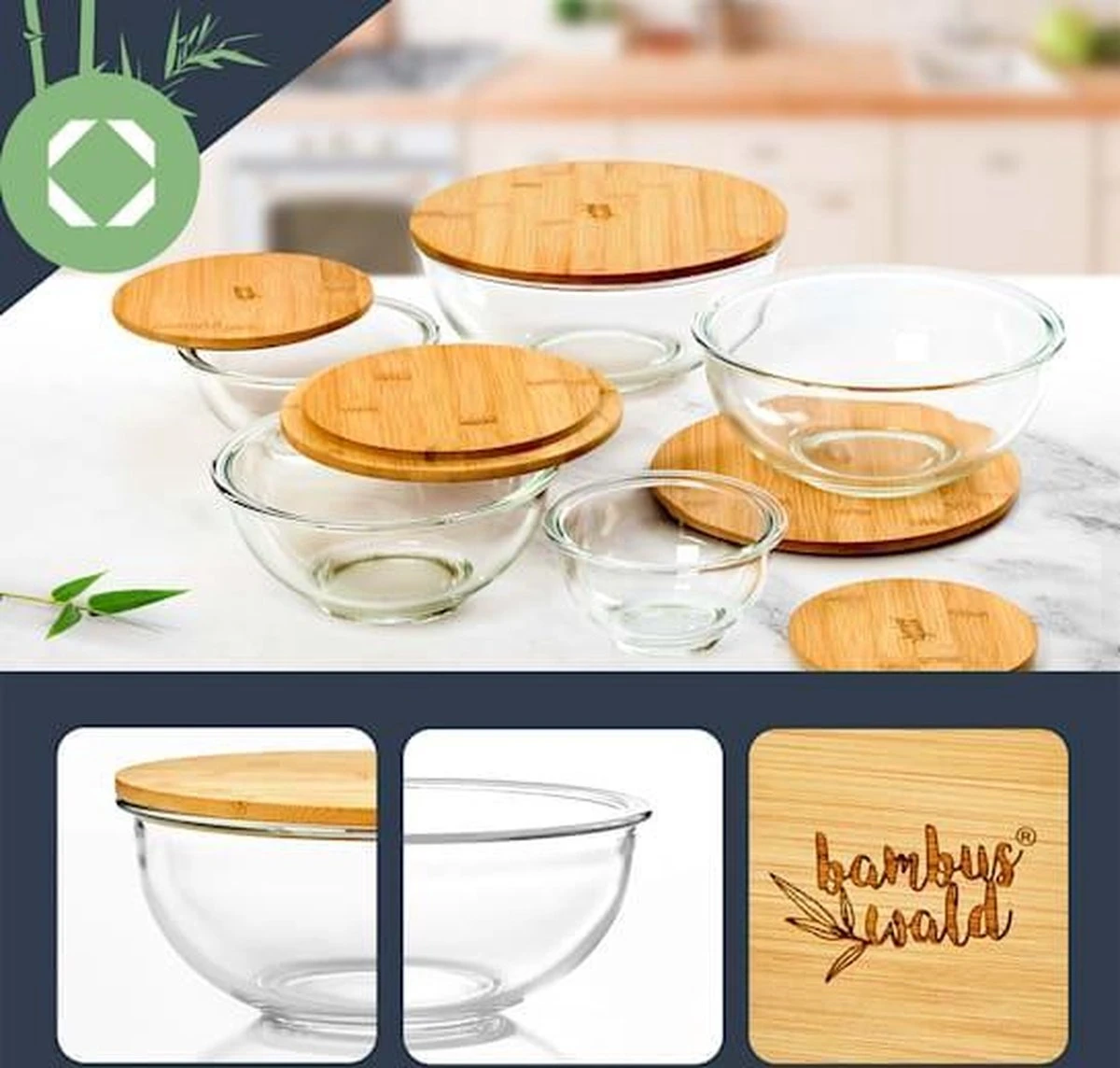 Klarstein Glazen Serveerschaal Met Bamboe Deksel - Afwasmachinebestendig - Veelzijdig Inzetbaar 8 Klarstein Glazen Serveerschaal Met Bamboe Deksel - Afwasmachinebestendig - Veelzijdig Inzetbaar - Afbeelding 6