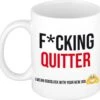 Fcking Quitter Mok Wit En Zwart - Kado Mok / Beker - Nieuwe Baan - Afscheidscadeau Collega / Werknemer -Woonkeuken Winkel 1200x1145 8