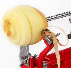 3-In-1 Appelmachine Rood - Appelboor, Appelschiller En Appelsnijder - Fruitsnijder - Groentesnijder - Klokhuis Verwijderaar - Fruitmachine - Keukenapparaat -Woonkeuken Winkel 1200x1148