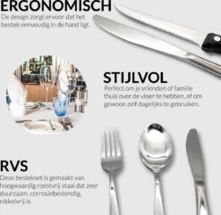 Master Knives 6 Persoons Bestekset (36-delig) - Lepels, Messen, Vorken & Steakmessen - Vaatwasserbestendig - Zilver / RVS -Woonkeuken Winkel 1200x1170 1