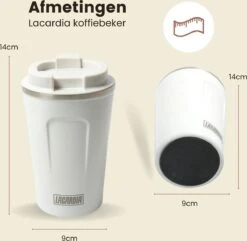 LaCardia Koffiebeker To Go Premium Wit – Thermosbeker – Theebeker – 380ML – Herbruikbaar -Woonkeuken Winkel 1200x1171 2