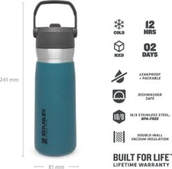 Stanley The IceFlow™ Flip Straw Water Bottle 0,65L - Thermosfles - Lagoon 16 Stanley The IceFlow™ Flip Straw Water Bottle 0,65L - Thermosfles - Lagoon -Woonkeuken Winkel 1200x1175 4
