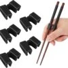 Merkloos 5 Stuks Handige Eetstokjes Houder - Sushi Servies - Herbruikbare Stokjes - Duurzaam - Chopstick Trainers Hulpstuk - Zwart Chopsticks Helper Kinderen -Woonkeuken Winkel 1200x1177