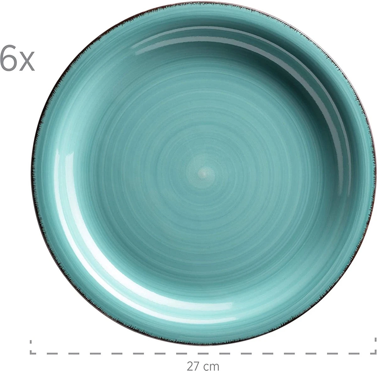 Mäser Bordenset Voor 6 Personen In Moderne Vintage Look, 12-delig Tafelservies, Handbeschilderd 3 Mäser Bordenset Voor 6 Personen In Moderne Vintage Look, 12-delig Tafelservies, Handbeschilderd - Afbeelding 2