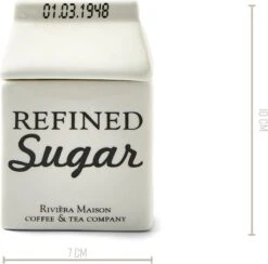 Riviera Maison Suikerpot, Voorraadpot - Carton Jar Sugar – Wit - (LxBxH) 7.6x7.6x10 Cm -Woonkeuken Winkel 1200x1185 4
