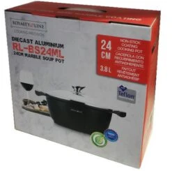 Royalty Line - Marble Soep/braadpan - Met Glazen Deksel Zwart - 24 CM. RL-BS24ML -Woonkeuken Winkel 1200x1190