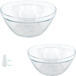 Merkloos Set Van 3x Glazen Saladekommen/keukenschalen Pompei 26 En 20 Cm - Schalen/kommen/mengkommen Van Glas -Woonkeuken Winkel 1200x1194 6