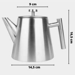 Castagnola Theepot Met Filter – Theekan – Theepot Dubbelwandig – Theepot Roestvrijstaal – Hoogwaardig RVS – 1 Liter – 5 Kopjes Thee – Zilver 10 Castagnola Theepot Met Filter – Theekan – Theepot Dubbelwandig – Theepot Roestvrijstaal – Hoogwaardig RVS – 1 Liter – 5 Kopjes Thee – Zilver -Woonkeuken Winkel 1200x1195 23