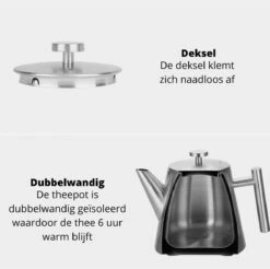 Castagnola Theepot Met Filter – Theekan – Theepot Dubbelwandig – Theepot Roestvrijstaal – Hoogwaardig RVS – 1 Liter – 5 Kopjes Thee – Zilver 12 Castagnola Theepot Met Filter – Theekan – Theepot Dubbelwandig – Theepot Roestvrijstaal – Hoogwaardig RVS – 1 Liter – 5 Kopjes Thee – Zilver -Woonkeuken Winkel 1200x1195 25