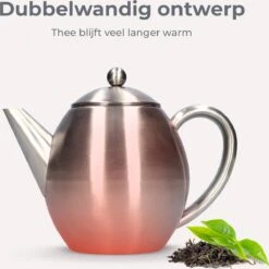 Vaja Valerie - Theepot Met Filter - Dubbelwandig - RVS - 1.2L -Woonkeuken Winkel 1200x1198 38