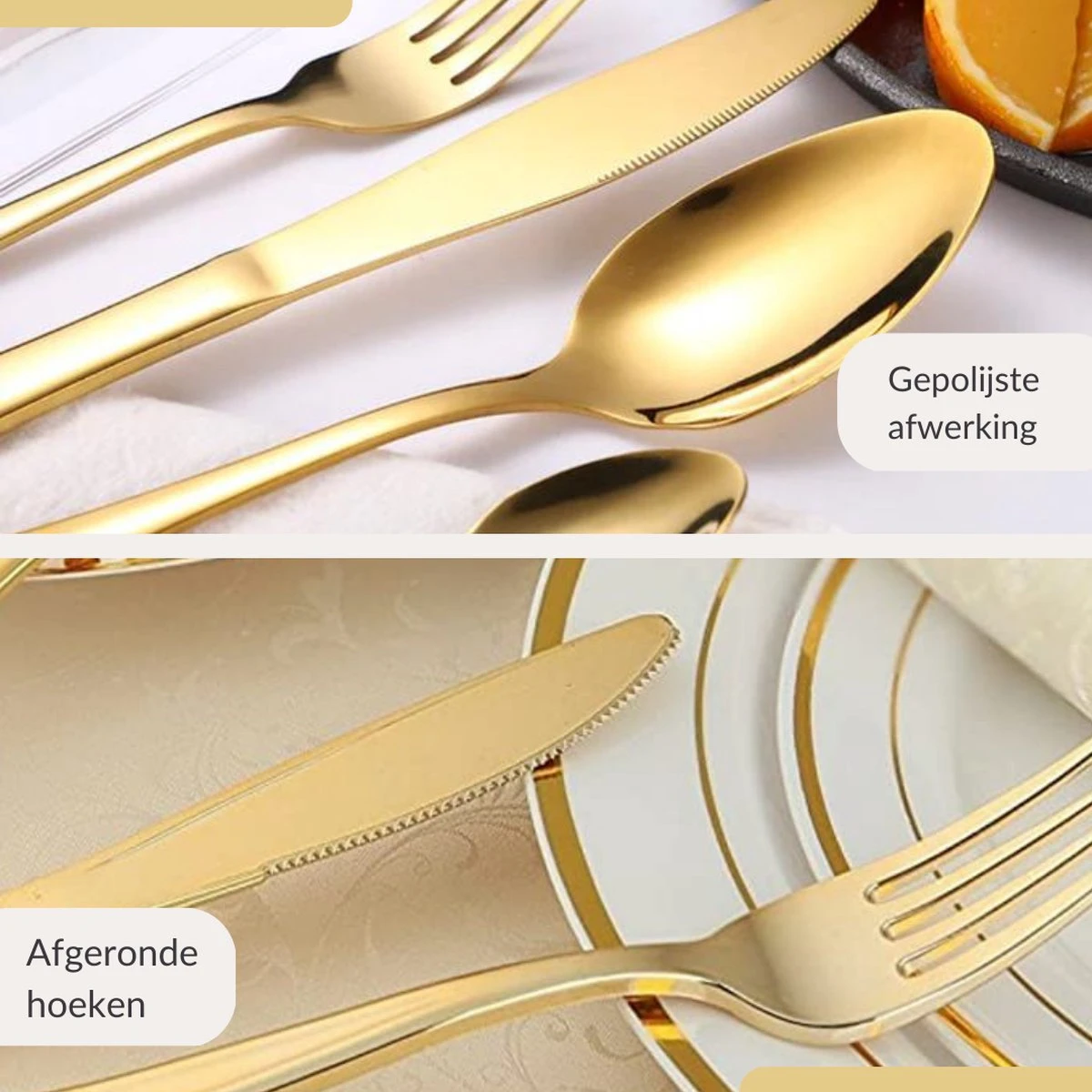 SensaHome - 20-Delige Bestek Set - Inclusief Mes/Vork/Lepel - 4 Personen - Goud 15 SensaHome - 20-Delige Bestek Set - Inclusief Mes/Vork/Lepel - 4 Personen - Goud - Afbeelding 13