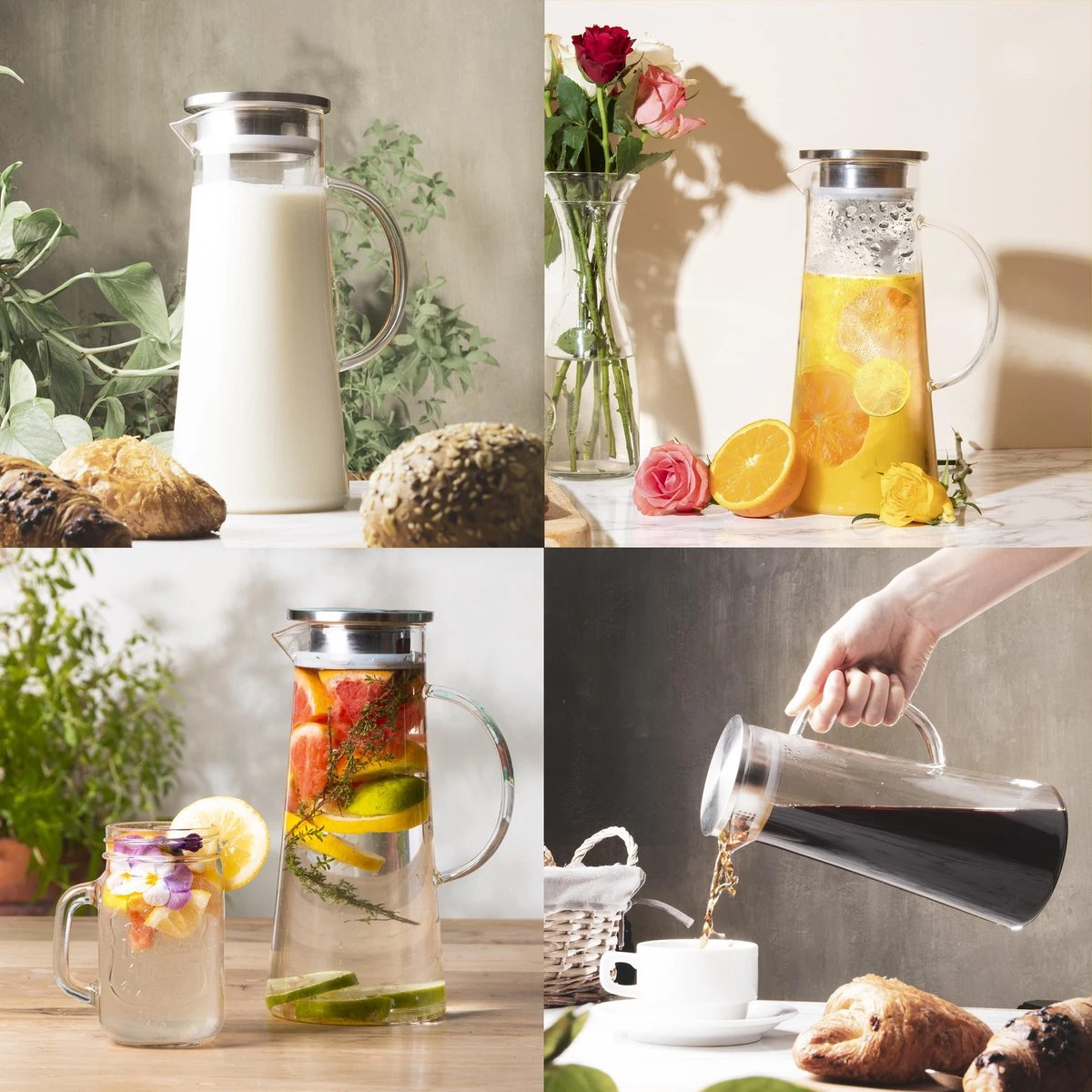 MÊZON® Schenkkan - Glazen Waterkan - Waterkaraf Voor Fruitwater - Multifunctionele Decanteer Karaf - Kan Met Deksel - 1.5L Capaciteit 7 MÊZON® Schenkkan - Glazen Waterkan - Waterkaraf Voor Fruitwater - Multifunctionele Decanteer Karaf - Kan Met Deksel - 1.5L Capaciteit - Afbeelding 6