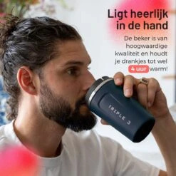 Triple J® Koffiebeker To Go - Thermosbeker - BPA & Lekvrij - 380ml - Blauw -Woonkeuken Winkel 1200x1200 1114