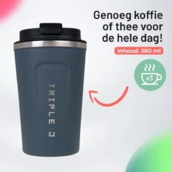 Triple J® Koffiebeker To Go - Thermosbeker - BPA & Lekvrij - 380ml - Blauw -Woonkeuken Winkel 1200x1200 1115
