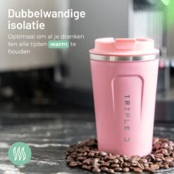 Triple J® Koffiebeker To Go - Thermosbeker - BPA & Lekvrij - 380ml - Roze -Woonkeuken Winkel 1200x1200 1156