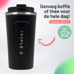 Triple J® Koffiebeker To Go - Thermosbeker - BPA & Lekvrij - 510ml - Zwart -Woonkeuken Winkel 1200x1200 1187