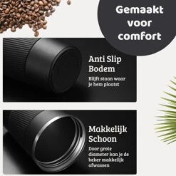 Mmoods Thermosbeker Voor Koffie En Thee 380ml - Koffiebeker To Go - Reisbeker Voor Auto - Herbruikbare Drinkfes Voor Warme En Koude Dranken - Ecologische Thermoskan Zwart Geschenk -Woonkeuken Winkel 1200x1200 1200