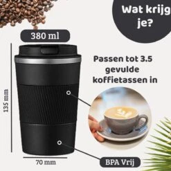 Mmoods Thermosbeker Voor Koffie En Thee 380ml - Koffiebeker To Go - Reisbeker Voor Auto - Herbruikbare Drinkfes Voor Warme En Koude Dranken - Ecologische Thermoskan Zwart Geschenk -Woonkeuken Winkel 1200x1200 1203