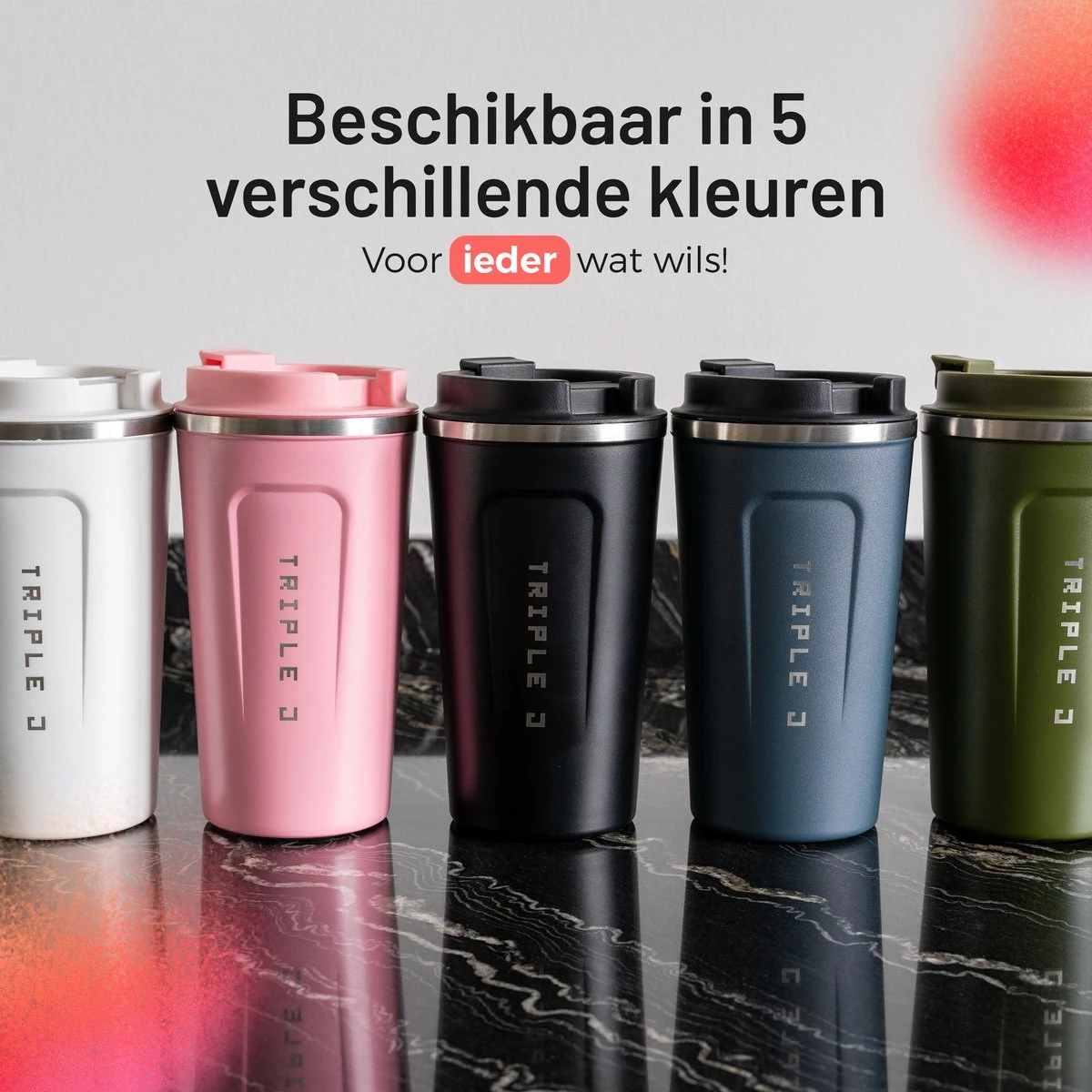 Triple J® Koffiebeker To Go - Thermosbeker - BPA & Lekvrij - 510ml - Roze 10 Triple J® Koffiebeker To Go - Thermosbeker - BPA & Lekvrij - 510ml - Roze - Afbeelding 8